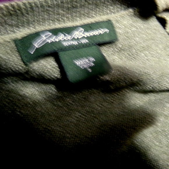EDDIE BAUER Cardigan sweater S Olive Green Ruffled V-neck Tight-knit Long sleeve - Picture 9 of 9